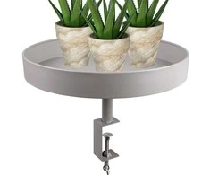 Pilkos spalvos metalinis gėlių stovas, 36 cm