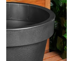 Plastikinis sodo vazonas, juodas, apvalus, 48 ​​cm