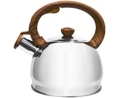 Plieninis virdulys su švilpuku, automatinis, vandens virimui, tradicinis sidabrinis, 1,5 l