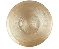 Plokščia vakarienės lėkštė, lėkštė, didelė, stiklinė, auksinė, 28 cm