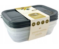 POLY stačiakampių indų rinkinys 3 x 0,6 lt
