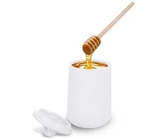 Porcelianinis medaus indas medui su dangteliu ir šaukštu, 470 ml