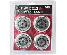 PU 84x24 82A Baltas (4 vnt.) + ABEC-7 CHROME (8 vnt.) NILS EXTREME RINKINYS
