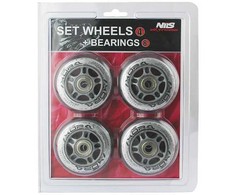 PU 84x24 82A TRANSPARENT (4 vnt) + ABEC-7 CHROME (8 vnt) NILS EXTREME RINKINYS
