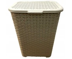 RATTAN balta šiukšliadėžė 60l - smėlio spalvos 435x337x602 mm