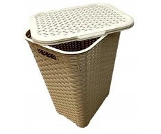 RATTAN balta šiukšliadėžė 60l - smėlio spalvos 435x337x602 mm