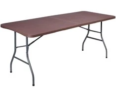 RATTAN maitinimo stalas, sulankstomas į lagaminą, 180 cm, ruda