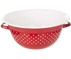 Retro raudonos spalvos emaliuotas dubuo su taškeliais, 34 cm, 9 l