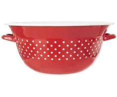 Retro raudonos spalvos emaliuotas dubuo su taškeliais, 34 cm, 9 l