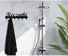 Sieninė kabykla su užrašu Towels, juoda