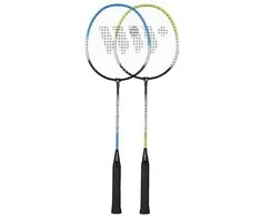 STEELTEC 216K BADMINTONO RAKEČIŲ RINKINYS ŽALIA+MĖLYNA + PEČĖS 3 Vnt.