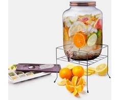 Stiklainis, stiklainis su kranu, gėrimų dozatorius, vanduo, limonadas, sultys, 8,8 l