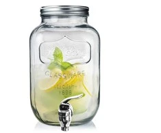 Stiklainis, stiklinis dozatorius su čiaupu, čiaupas limonado gėrimams, 4 l
