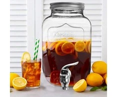 Stiklainis, stiklinis dozatorius su čiaupu, čiaupas limonado gėrimams, 4 l