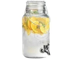 Stiklainis su čiaupu gerti sultis, limonadą, vandenį, 4 l