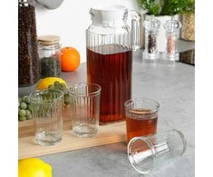 Stiklinės ir stiklinis ąsotis su dangteliu 1,1 l / 190 ml 5 vnt.