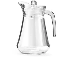 Stiklinis ąsotis vandeniui, kompotui, gėrimams, limonadui, su rankena ir dangteliu, 1,4 l