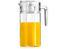 Stiklinis ąsotis vandens kompotui gėrimų limonadui su rankena ir dangteliu 1,5 l