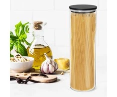 Stiklinis indas biriems produktams su dangteliu ir sandarikliu 1,5 l