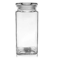 Stiklinis indas virtuvinis stiklainis kvadratinis stiklainis su dangteliu 1,8 l retro