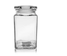 Stiklinis indas virtuvinis stiklainis kvadratinis stiklainis su dangteliu 1,4 l retro