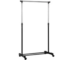 Stovima drabužių kabykla ant ratukų, metalinė, juoda, vientisa, VILDE, 140 cm