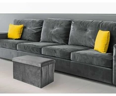 Sulankstomas aksominis pufas DIEGO grafito VELVET, dydis XL