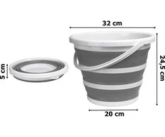 Sulankstomas kibiras 32cm baltas ir pilkas Asmar 10 litrų kompaktiškas