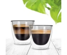 Terminės stiklinės su dviguba sienele espreso kavai DOUBLE 90 ml 2 vnt.