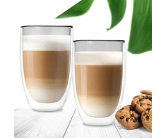 Termo stiklinės su dviguba sienele kavai latte DOUBLE 460 ml 2 vnt.