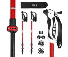 TK8601 RAUDONA ALUMINIUMO TREKING POLAI NILS