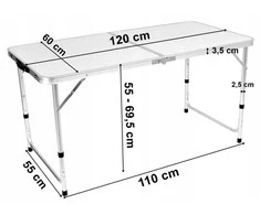 TRIP sulankstomas stovyklavimo stalas 120x60 cm baltas