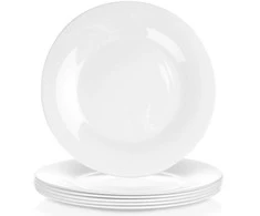 VILDE negilios stiklinės vakarienės lėkštės, baltos, 6 vnt., 25,5 cm, opalo spalvos