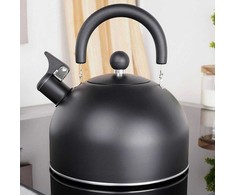 Virdulys su švilpuku, plieno, juodas, 3 l