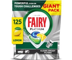 Indaplovių Tabletės, Fairy Platinum All In One Lemon, 125 vnt.