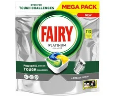Indaplovių kapsulės Fairy Platinum All in One Lemon, 113 vnt., citrinų kvapo