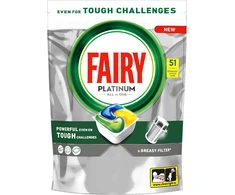 Indaplovių tabletės Fairy Platinum All In One Lemon, 51 vnt.