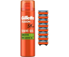 Gillette Fusion5 skutimosi peiliukai, 8 vnt. + Fusion gelis 200 ml