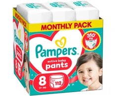 Pampers Active Baby Pants Sauskelnės, 8 Dydis, 112 vnt.