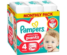 Pampers Active Baby Pants Sauskelnės, 4 Dydis, 186 vnt.