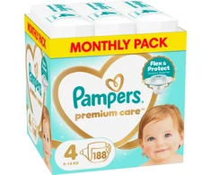 Pampers Premium Care Tape Sauskelnės, 4 Dydis, 188 vnt.