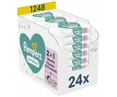 Servetėlės kūdikiams Pampers Sensitive Plastic Free, 24 pakuotės, 1248 servetėlės