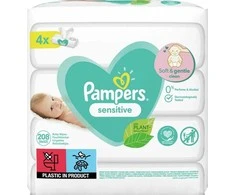 Servetėlės kūdikiams Pampers Sensitive, 4 pakuotės, 208 vnt.