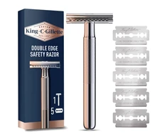 Saugus dvipusis vienašmenis skustuvas vyrams King C. Gillette + 5 peiliukai
