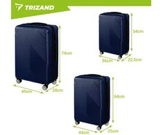 Zestaw 3 viename lagaminų rinkinys - tamsiai mėlynas mėlynas Trizand 26664