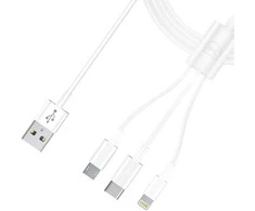 3Mk Protection 3mk Cable 3in1 USB-A - micro USB / Lightning / USB-C 1.2m 20V/2.4A 15W - baltas