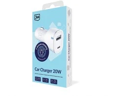3Mk Protection Accessories - 3mk Car Charger 20W PD3.0 QC 3.0 USB 1A1C Baltas MM