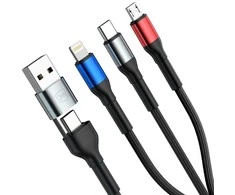 3Mk Protection 3mk Hyper Cable N-SERIES 6 in 1 USB-C / USB-A į USB-C / Lightning / Micro 1.2m QC 3.0 9V / 2A 18W - juodas