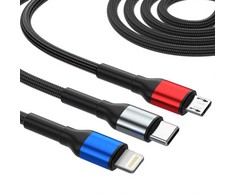 3Mk Protection 3mk Hyper Cable N-SERIES 6 in 1 USB-C / USB-A į USB-C / Lightning / Micro 1.2m QC 3.0 9V / 2A 18W - juodas