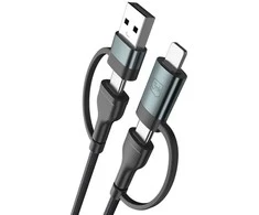 3Mk Protection 3mk Hyper Cable N-SERIES 2 in 2 USB-A / USB-C ir USB-C / Lightning 1.2m QC 3.0 9V/2A 60W - juodas